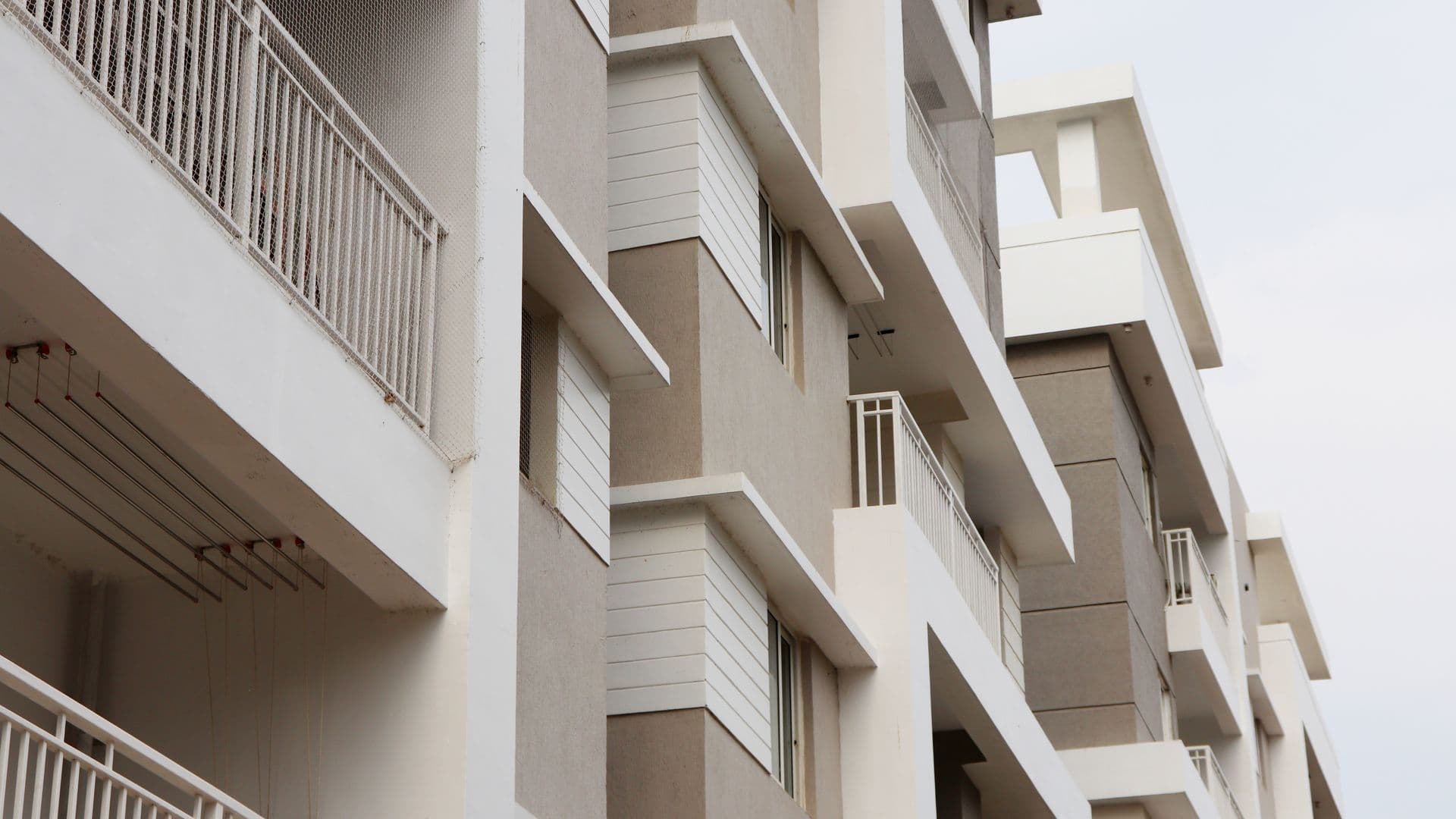 Balconies on a newly finished apartment building